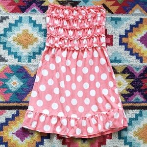 White Polka-dot Ruffle Cover-up in Pink/Coral
